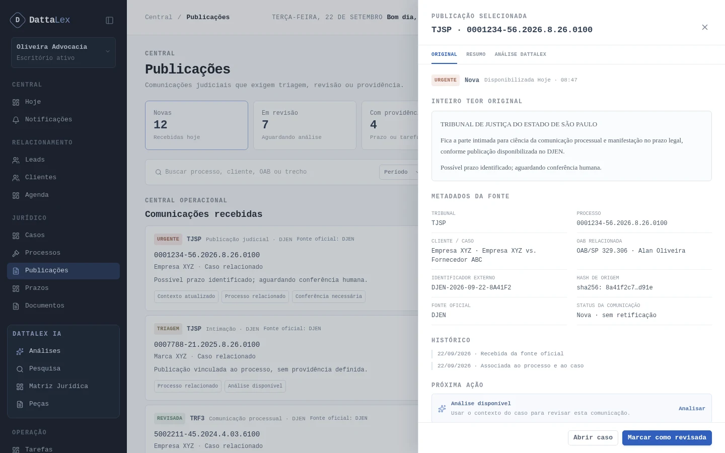 Tela do DattaLex — AUTOMAÇÃO